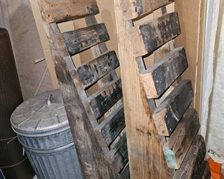 vintage car ramp located down stairs.