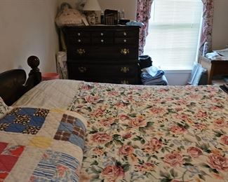 This bedroom suite os for sale! bed, 2 side tables, tall dresser, long dresser with mirror.  upper level end of hall.