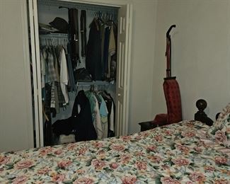 end of hall bedroom, men's clothing., some shoes, suspenders Mostly XL, nice selection
