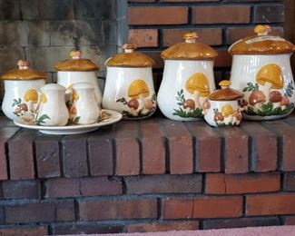 Rarely seen....Full set of Mushroom canisters with accessories