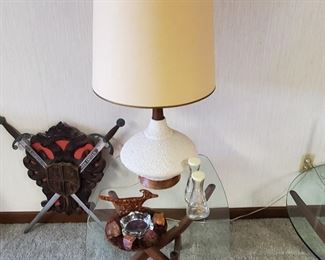 (1) of (2) matching MCM lamps + (1) (2) matching glass-top end tables
