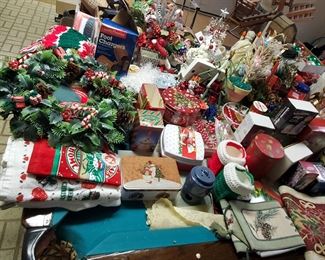 Numerous Christmas items (pool table not for sale)
