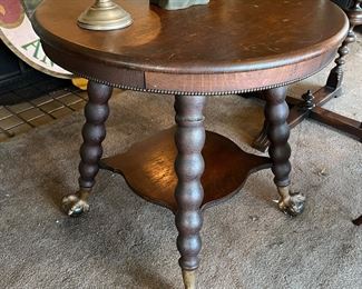 Gorgeous antique claw and glass ball foot wood accent table