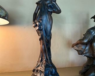 Beautiful art nouveau statue sculpture, titled La Pensee, attributed to Anton Nelson. 