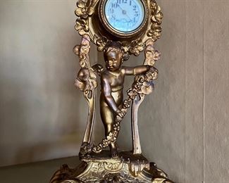 Antique Art Nouveau Cherub Figural Mantel Clock