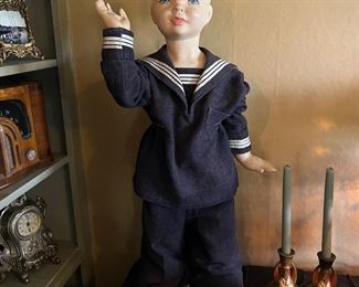 Antique boy mannequin used in stores in the 1930’s to display popular sailor suits