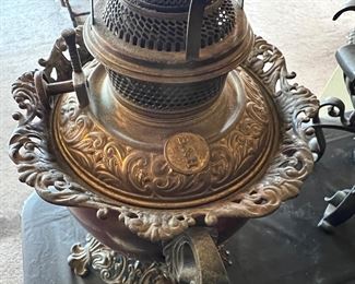 Antique B & H Bradley and Hubbard kerosene oil lamp