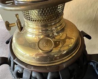 Antique B & H Bradley and Hubbard kerosene lamp