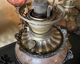 Antique B & H Bradley and Hubbard kerosene lamp