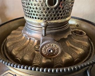Antique kerosene lamp marked "Made in U.S. of America"