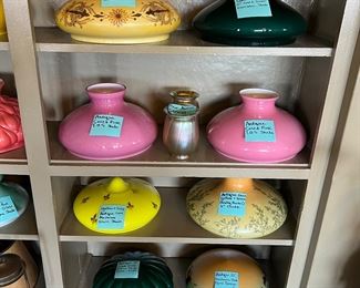 So many beautiful antique glass lamp shades! 