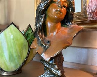 Art Nouveau bronze bust of a woman