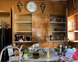 Vintage everywhere you look! Depression glass bowls and more.