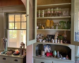 Vintage everywhere you look! Depression glass bowls and more.