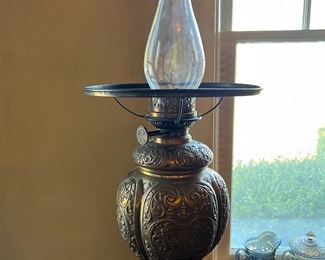 Very Rare Antique E.M. Duplex Kerosene Floor Lamp