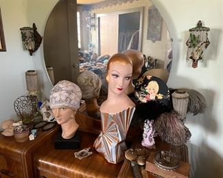 Vintage mannequin heads of every style, primarily 1920’s