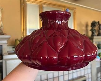 10 inch Cased Deep Burgundy Red Glass Aladdin Artichoke Shade