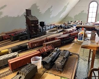 Dozens and Dozens of model trains - engines, boxcars and tracks, stations, bridges and parts!