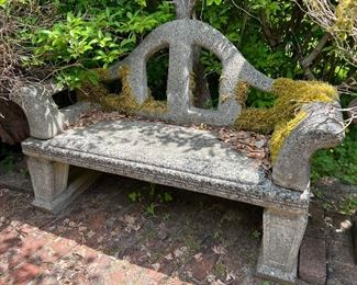 Gorgeous outdoor concrete bench with arched back