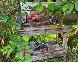 Old garden table with window