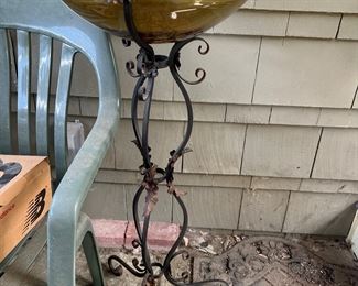 Glass and metal plant stand