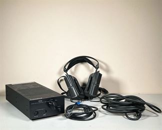 STAX SRM-1/MK-2 ELECTROSTATIC EARSPEAKER | SR-A Semi-Panoramic Sound Electrostatic Ear speaker with driver unit, all cords, and owner's manual. - l. 13.25 x w. 6 x h. 3.5 in (Driver Unit)