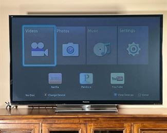 65” PANASONIC 3D PLASMA HDTV | 3D capable HD TV with all 3D equipment and glasses included; Model TC-P65VT50. - l. 59 x h. 37 in