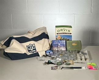 ORVIS FLY FISHING LOT | Includes Fly Fishing Book, flies, hooks, zinger, and all shown.