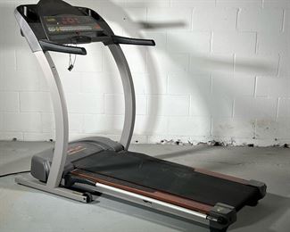 PROFORM CROSSWALK ADVANCED TREADMILL | Crosswalk Advanced 525 treadmill with wood sideboards and rubber grip strips on side. - l. 65 x w. 34 x h. 54 in