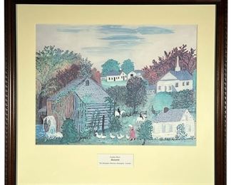 GRANDMA MOSES PRINT | Framed print of “Autumn” by Grandma Moses (1860-1961), from The Bennington Museum. 15.5 x 11.5 in (sight). - l. 21.25 x h. 19.5 in