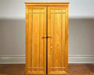 ARTS & CRAFTS STYLE DVD CD CABINET | Cabinet has 2 doors that swing out with 6 shelves each. Cabinet has 4 shelves. - l. 23 x w. 12.5 x h. 40 in