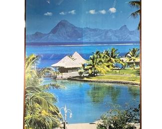 LARGE TROPICAL ISLAND PICTURE | Photograph of tropical island on large wooden frame. - l. 6 x h. 7 ft