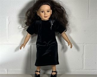 "MY TWIN" DOLL | My Twin toy doll in a black velvet dress. - l. 10 x h. 21 in