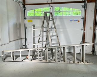 (3PC) LADDERS | Includes: 6ft A-frame ladder, 10ft Keller A-frame ladder, and Krause MultiMatic 12ft folding ladder.