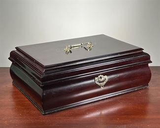JEWELRY BOX | Dark finish wood. Velvet liner