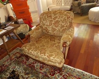 Upholstered wooden arm chair (stuffed partially with feathers)