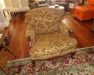 Upholstered wooden arm chair (stuffed partially with feathers)