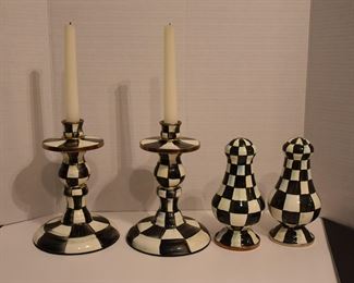 Mackenzie Childs Check - Candlesticks and Salt/Pepper Shakers