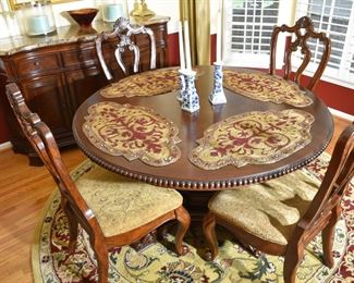 57" Round Dining Table with 6 Chairs - Expands to 80"