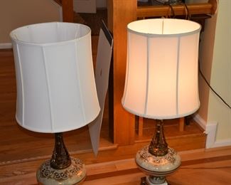 Pair of Unique Lamps with Shades - 40" Tall