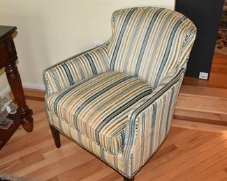 Upholstered Guest Chair - Teal Blues, Bronze, and Beige Coloring