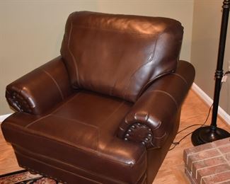 Leather Chair with Tufted Accents - 45 x 38 x 40"