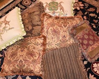 Accent Pillows in Reds, Golds, and Beiges