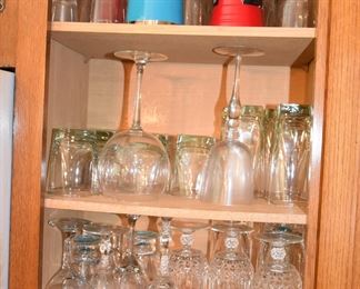 Stemware, Glassware - Three Shelves - Various Sizes, Shapes, and Usage