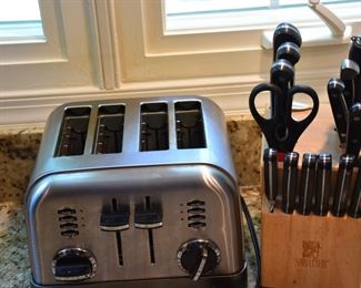 Cuisinart Four Slice Toaster and Sabatier Knife Block Full of Knives