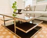 Williams Sonoma Chrome and Wood Cocktail Table