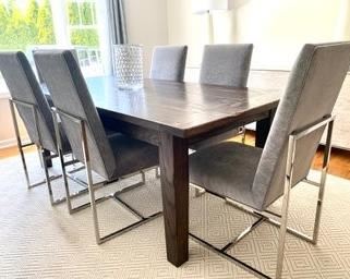 Lillian August Table and Mitchell Gold Chrome Chairs