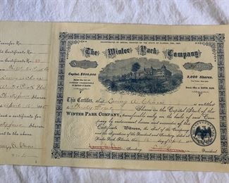 The Winter Park Company Stock Certificate