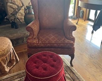 Burgundy wing back chair
Burgundy Velvet Footstool