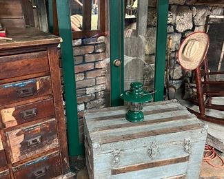 Old wooden trunk
Pair of Glass cabinet doors